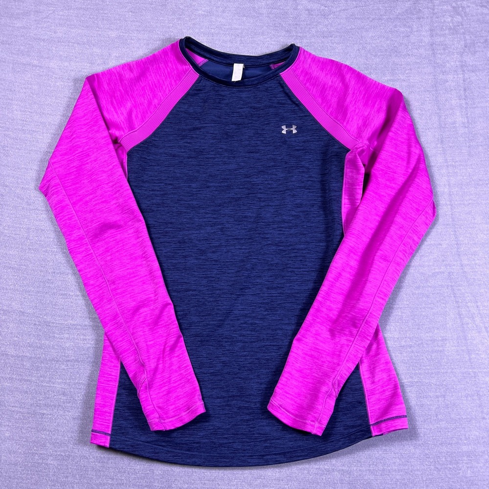 Under‎ Armour Womens ColdGear Long Sleeve Shirt Purple Thumb holes Medium